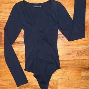 A&F Black V-Neck Bodysuit